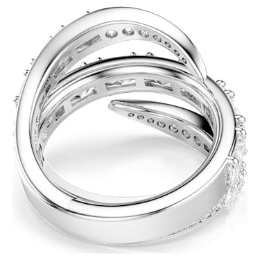 Pierścionek Vienna, Szlify różnorodne, Łabędź, Biały, Powłoka z rodu - Swarovski, 5762204
