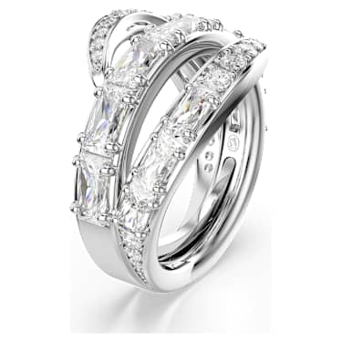 Vienna ring, Mixed cuts, Swan, White, Rhodium plated | Swarovski