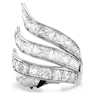 Vienna Cocktailring, Verschiedene Schliffe, Schwan, Weiß, Rhodiniert - Swarovski, 5762206