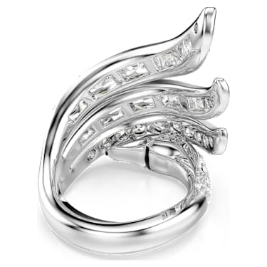 Inel cocktail Vienna, Tăieturi mixte, Lebădă, Alb, Placat cu rodiu - Swarovski, 5762206