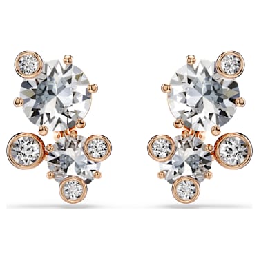 Constella ต่างหูเม็ดเดี่ยว, เจียระไนทรงกลม, ขาว, ตกแต่งผิวด้วยโรสโกลด์ 18K - Swarovski, 5762347
