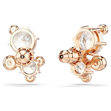 Constella stud earrings, Round cut, White, 18K rose gold finish - Swarovski, 5762347