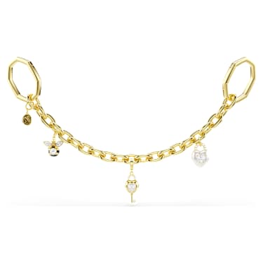 Bag charm, Mixed cuts, White, Gold-tone plated - Swarovski, 5763021