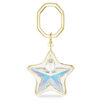 Bag charm, Mixed cuts, Star, White, Gold-tone plated - Swarovski, 5763027