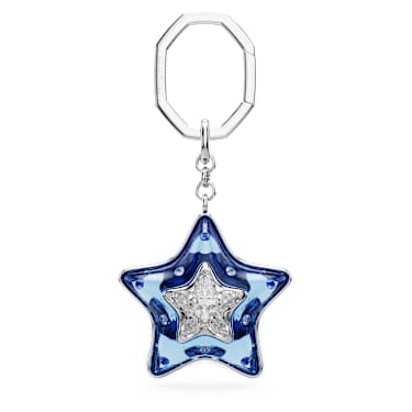 手袋墜飾, 混合式切割, 星星, 藍色, 鍍白金色 - Swarovski, 5763030