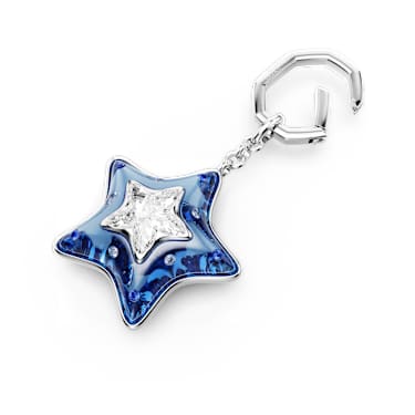 手袋坠饰, 混合切割, 星星, 蓝色, 镀铑 - Swarovski, 5763030