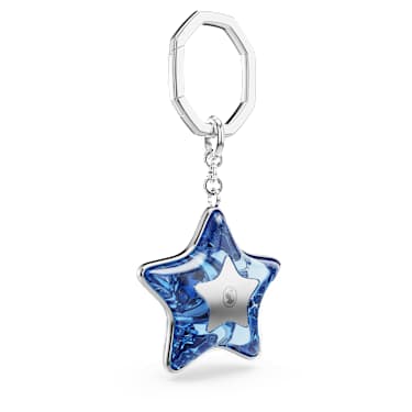 手袋坠饰, 混合切割, 星星, 蓝色, 镀铑 - Swarovski, 5763030