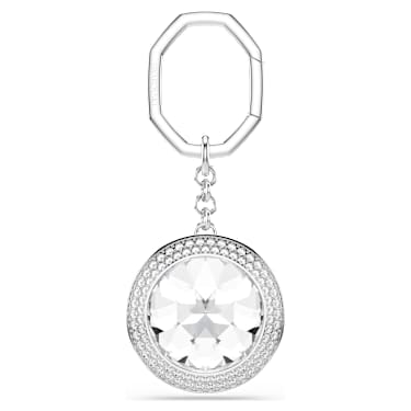 Bag charm, Round cut, White, Rhodium plated - Swarovski, 5763032