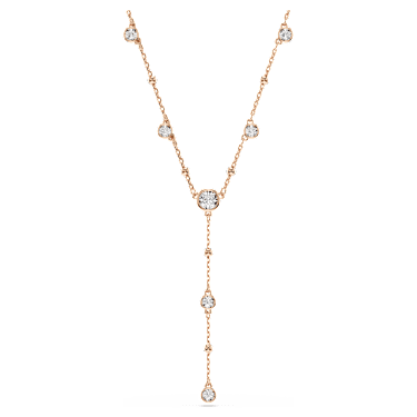 Náhrdelník Y Imber, Kulatý výbrus, Bílá, Povrchová úprava z 18k růžového zlata - Swarovski, 5763813