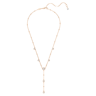 Imber Y-Halskette, Rundschliff, Weiß, 18K roségoldbeschichtet - Swarovski, 5763813