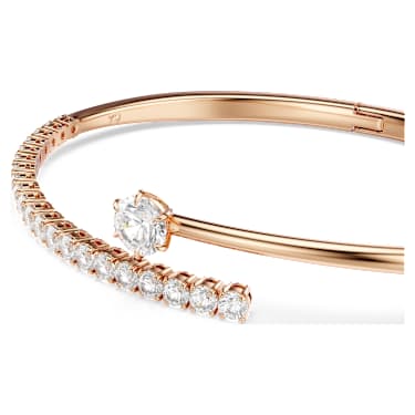 Matrix bangle, Round cut, White, 18K rose gold finish - Swarovski, 5763820