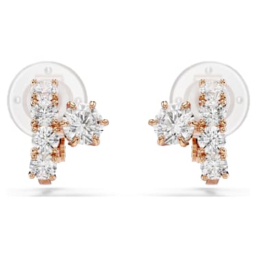 Matrix clip earrings, Round cut, White, 18K rose gold finish - Swarovski, 5763822