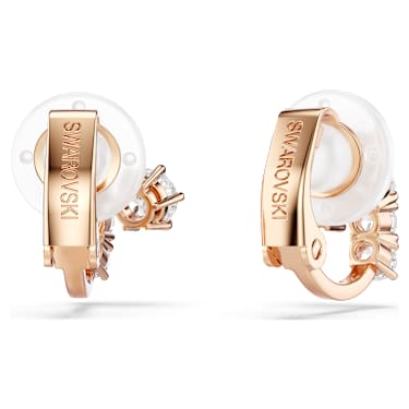 Matrix clip oorbellen, Ronde slijpvorm, Wit, 18k roségouden afwerking - Swarovski, 5763822