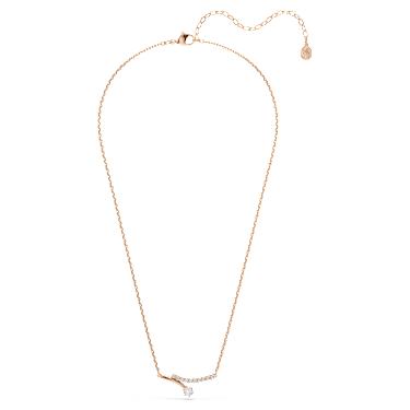 Matrix nyaklánc, Körmetszéses, Fehér, 18 kt-os rózsaarany bevonat - Swarovski, 5763823