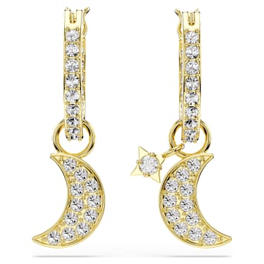 Viseči uhani Symbolica, Okrogli rez, Luna, Beli, V videzu 18-karatnega zlata - Swarovski, 5764070