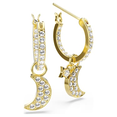 Pendientes Symbolica, Talla redonda, Luna, Blancos, Acabado en oro de 18 quilates - Swarovski, 5764070