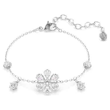 Brățară Idyllia, Tăieturi mixte, Fulg de zăpadă, Alb, Placat cu rodiu - Swarovski, 5764146
