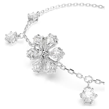 Idyllia bracelet, Mixed cuts, Snowflake, White, Rhodium plated - Swarovski, 5764146