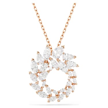 Mesmera 链坠, 榄尖形切割, 白色, 玫瑰金色饰面 - Swarovski, 5764188