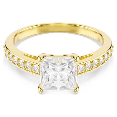 Attract Yüzük, Kare kesim, Pavé, Beyaz, 18k altın rengi yüzey - Swarovski, 5764193