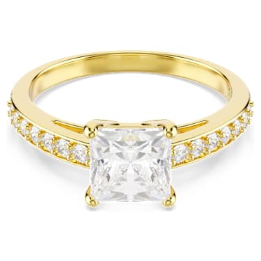 Attract Yüzük, Kare kesim, Pavé, Beyaz, 18k altın rengi yüzey - Swarovski, 5764193