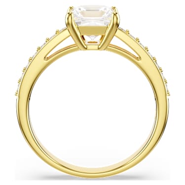 Attract 링, 스퀘어 컷, 파베, 화이트, 18K 골드 피니시 - Swarovski, 5764193
