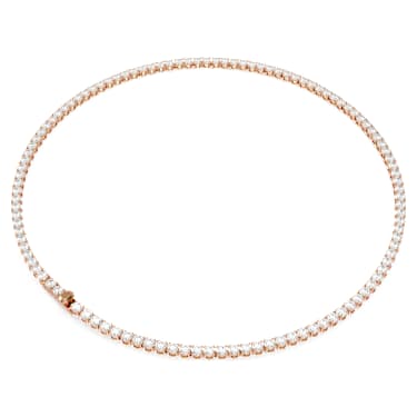 Matrix Tennis necklace, Round cut, White, 18K rose gold finish - Swarovski, 5764194