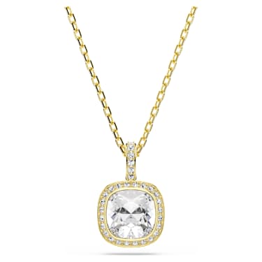 Obesek Una Angelic, Blazinasti rez, Bel, V videzu 18-karatnega zlata - Swarovski, 5764761