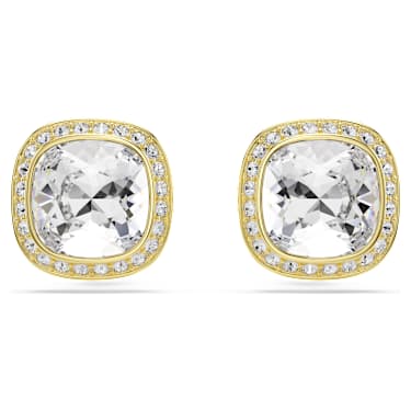 Una Angelic stud earrings, Cushion cut, White, 18K gold finish - Swarovski, 5764762
