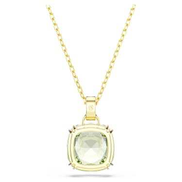 Millenia จี้สร้อยคอ, เจียระไนทรง Cushion, เขียว, ตกแต่งผิวด้วยทองคำ 18K - Swarovski, 5764821