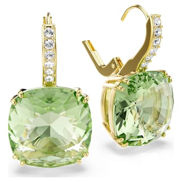 Visací náušnice Millenia, Výbrus cushion, Zelená, Povrchová úprava z 18k zlata - Swarovski, 5764822