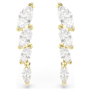 Mesmera 套装, 套装 (2)，榄尖形切割, 白色, 金色饰面 - Swarovski, 5764868