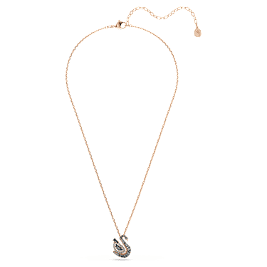 Swan pendant, Mixed cuts, Swan, Gray, 18K rose gold finish - Swarovski, 5764882