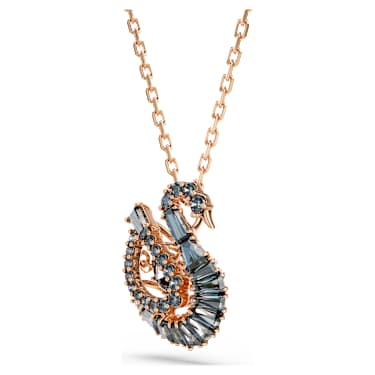 Swan pendant, Mixed cuts, Swan, Gray, 18K rose gold finish - Swarovski, 5764882