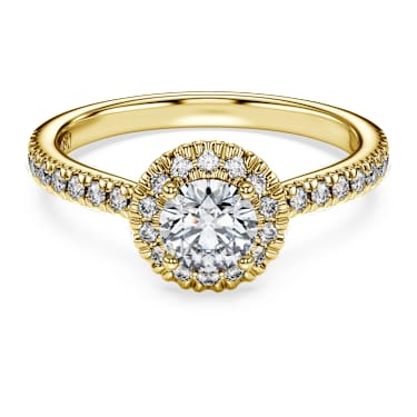 Anel solitário com halo Eternity, Diamantes criados em laboratório 0,8 ct tw, Modelo redondo, Ouro amarelo de 18 quilates - Swarovski, 5765426