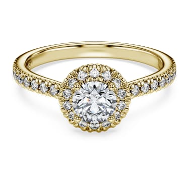 Eternity halo solitaire ring, Lab-grown diamonds 0.8 ct tw, Round shape, White, 14K yellow gold - Swarovski, 5765436