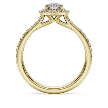 Eternity halo solitaire ring, Lab-grown diamonds 0.8 ct tw, Round shape, White, 14K yellow gold - Swarovski, 5765436