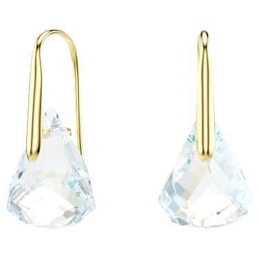 Lunar ต่างหูทรงหยดน้ำ, เหลี่ยมเจียระไน Oval, ขาว, ตกแต่งผิวด้วยทองคำ 18K - Swarovski, 5766798