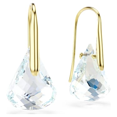 Lunar 水滴形耳環, 橢圓形切割, 白色, 18K 金飾面 - Swarovski, 5766798