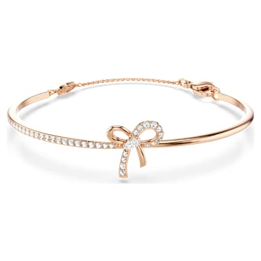 Hyperbola 手镯, 混合切割, 蝴蝶结, 白色, 玫瑰金色饰面 - Swarovski, 5772505