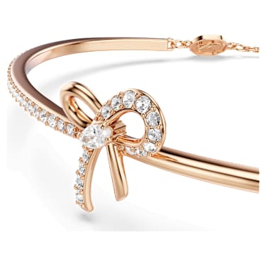 Hyperbola 手镯, 混合切割, 蝴蝶结, 白色, 玫瑰金色饰面 - Swarovski, 5772505