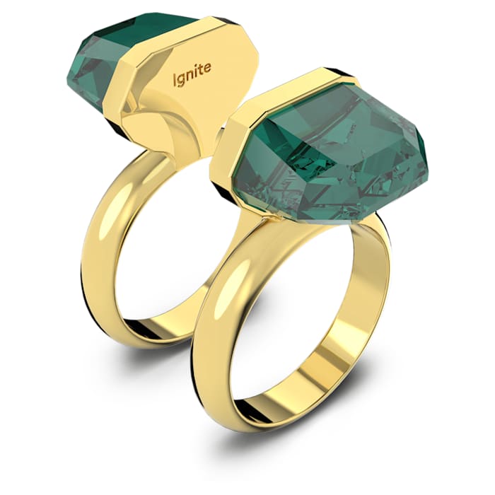 Lucent ring, Magnetic closure, Green, Gold-tone plated - Swarovski, 5613551
