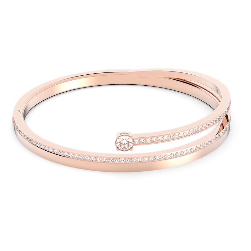 Fresh bangle, Round cut, White, Rose gold-tone plated