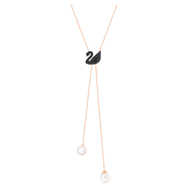 Swarovski Iconic Swan Y necklace, Black 