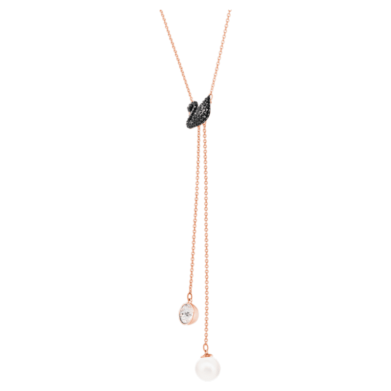 Swarovski Iconic Swan Y necklace, Black 