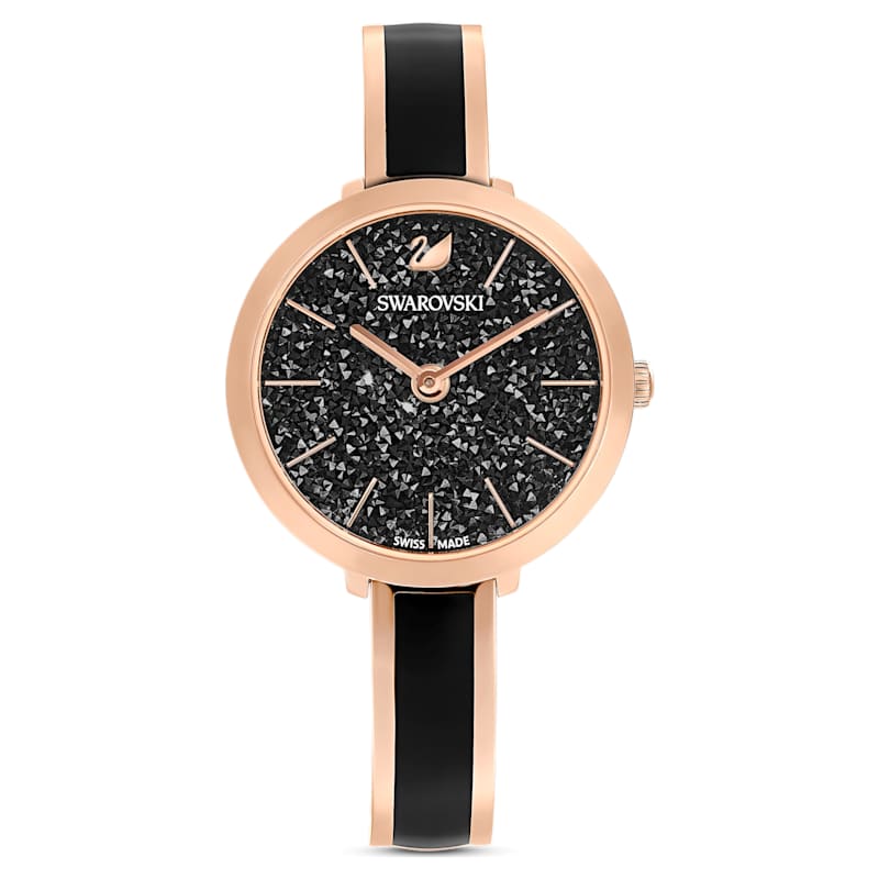 Montre Crystalline Delight, Bracelet en métal, Noir, Finition or rose |  Swarovski.com