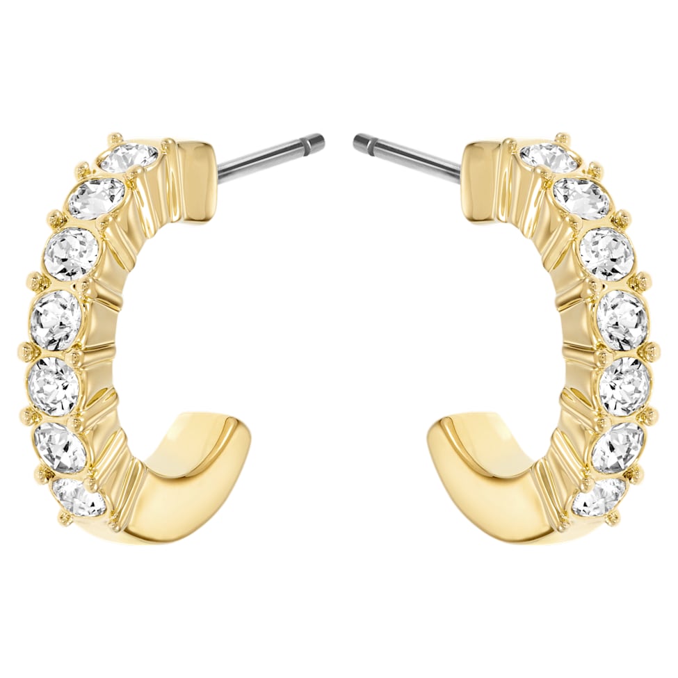 Mini Hoop hoop earrings, White, Gold-tone plated by SWAROVSKI