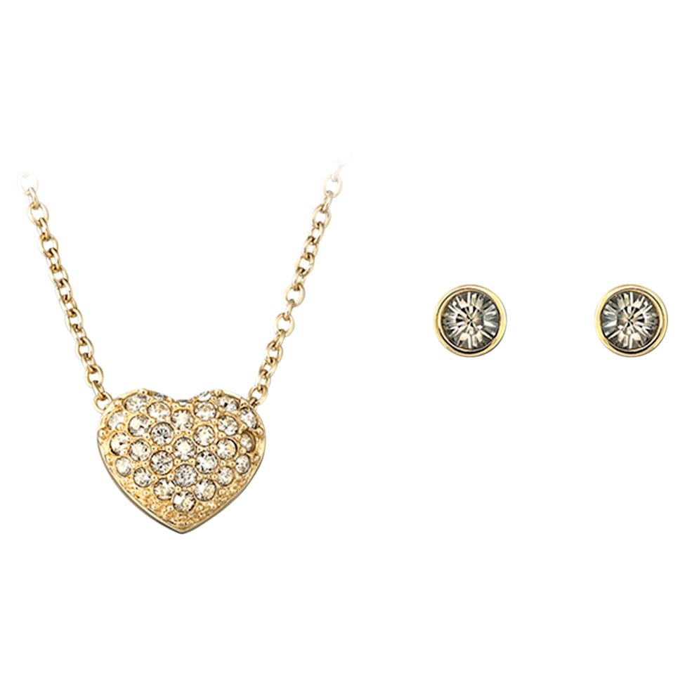Heart set, Heart, Gold tone, Gold-tone plated by SWAROVSKI