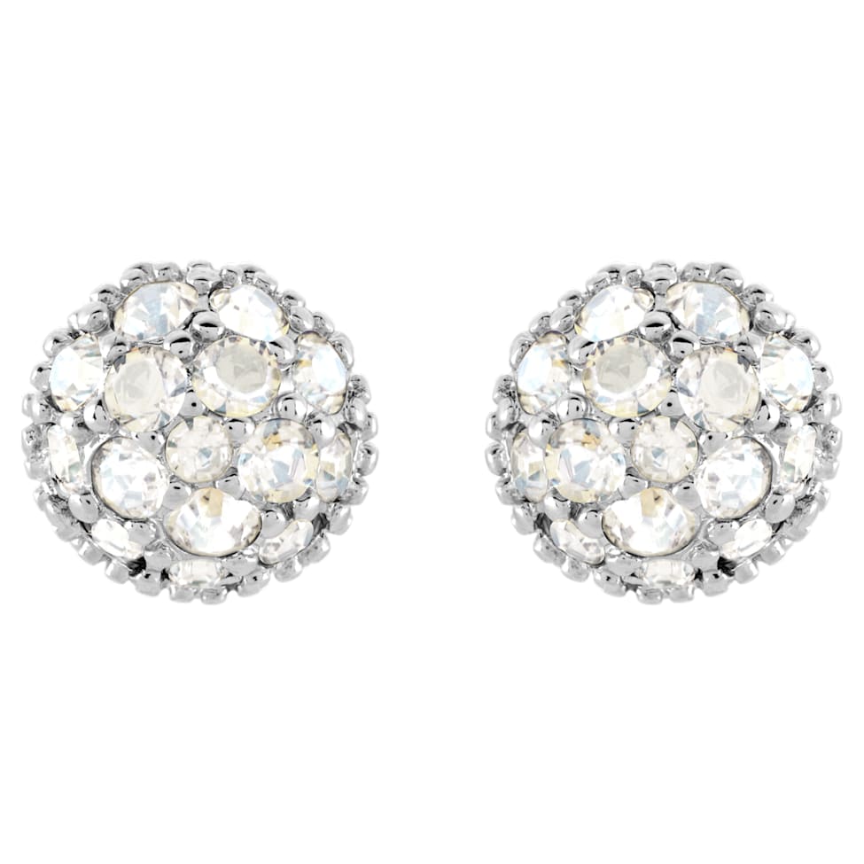 Euphoria stud earrings, Round shape, White, Rhodium plated by SWAROVSKI