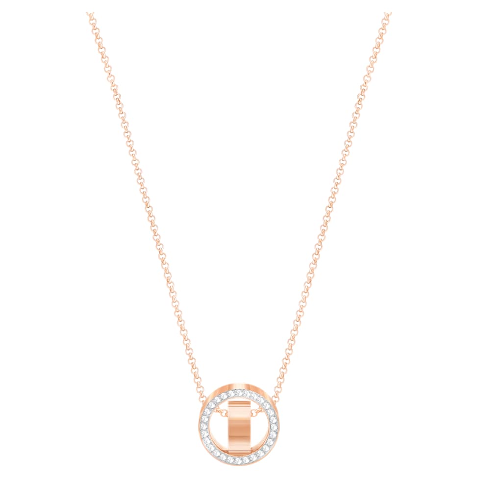 Hollow pendant, Round shape, White, Rose gold-tone plated by SWAROVSKI
